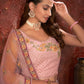 Rajwada Pink Net Embroidered Semi Stitched Lehenga With Unstitched Blouse for Women