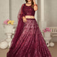Rajwada Maroon Net Embellished Semi Stitched Lehenga With Unstitched Blouse for Women