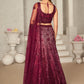 Rajwada Maroon Net Embellished Semi Stitched Lehenga With Unstitched Blouse for Women