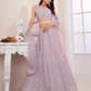 Rajwada Purple Net Embellished Semi Stitched Lehenga With Unstitched Blouse for Women