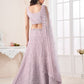 Rajwada Purple Net Embellished Semi Stitched Lehenga With Unstitched Blouse for Women