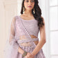Rajwada Purple Net Embellished Semi Stitched Lehenga With Unstitched Blouse for Women