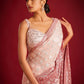 Rajwada Peach Embroidered Georgette Saree With unstitched Blouse For Women