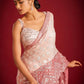 Rajwada Peach Embroidered Georgette Saree With unstitched Blouse For Women