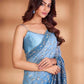 Rajwada Blue Embroidered Georgette Saree With Unstitched Blouse For Women