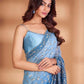 Rajwada Blue Embroidered Georgette Saree With Unstitched Blouse For Women