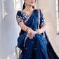 Rajwada Navy Blue Embroidered Silk Blend Saree With Stitched Blouse For Women