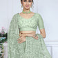 Rajwada Sea Green Embroidered Net Saree With unstitched Blouse For Women