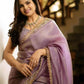 Rajwada Purple Embroidered Tissue Silk Saree With unstitched Blouse For Women