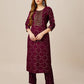 Rajwada Purple Embroidered Rayon Stitched Kurta Set For Women