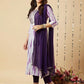 Rajwada Purple Printed Viscose Stitched Kurta Set For Women