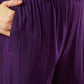 Rajwada Purple Printed Viscose Stitched Kurta Set For Women