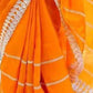 Rajwada Orange Embroidered Silk Blend Saree With Unstitched Blouse For Women