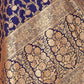 Rajwada Navy Blue Woven Banarasi Silk Saree With unstitched Blouse For Women