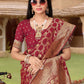 Rajwada Maroon Woven Banarasi Silk Saree With unstitched Blouse For Women