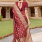 Rajwada Maroon Woven Banarasi Silk Saree With unstitched Blouse For Women