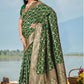 Rajwada Green Woven Banarasi Silk Saree With unstitched Blouse For Women