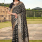 Rajwada Black Woven Banarasi Silk Saree With Unstitched Blouse For Women