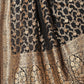 Rajwada Black Woven Banarasi Silk Saree With Unstitched Blouse For Women