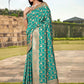 Rajwada Teal Woven Banarasi Silk Saree With Unstitched Blouse For Women
