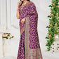 Rajwada Purple Woven Banarasi Silk Saree With Unstitched Blouse For Women