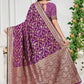 Rajwada Purple Woven Banarasi Silk Saree With Unstitched Blouse For Women