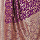 Rajwada Purple Woven Banarasi Silk Saree With Unstitched Blouse For Women