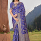 Rajwada Blue Woven Banarasi Silk Saree With Unstitched Blouse For Women
