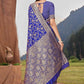 Rajwada Blue Woven Banarasi Silk Saree With Unstitched Blouse For Women