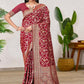 Rajwada Red Woven Banarasi Silk Saree With Unstitched Blouse For Women