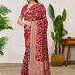 Rajwada Red Woven Banarasi Silk Saree With Unstitched Blouse For Women