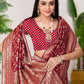Rajwada Red Woven Banarasi Silk Saree With Unstitched Blouse For Women
