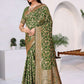 Rajwada Green Woven Banarasi Silk Saree With unstitched Blouse For Women