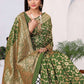 Rajwada Green Woven Banarasi Silk Saree With unstitched Blouse For Women