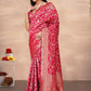 Rajwada Pink Woven Banarasi Silk Saree With unstitched Blouse For Women