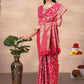 Rajwada Pink Woven Banarasi Silk Saree With unstitched Blouse For Women