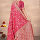 Rajwada Pink Woven Banarasi Silk Saree With unstitched Blouse For Women