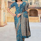Rajwada Teal Woven Banarasi Silk Saree With unstitched Blouse For Women