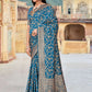 Rajwada Teal Woven Banarasi Silk Saree With unstitched Blouse For Women