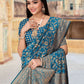 Rajwada Teal Woven Banarasi Silk Saree With unstitched Blouse For Women
