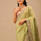 Rajwada Light Green Embroidered Chinnon Silk Saree With unstitched Blouse For Women