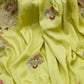 Rajwada Light Green Embroidered Chinnon Silk Saree With unstitched Blouse For Women