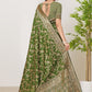 Rajwada Green Woven Banarasi Silk Saree With Unstitched Blouse For Women