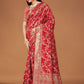 Rajwada Red Woven Banarasi Silk Saree With Unstitched Blouse For Women