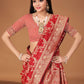 Rajwada Red Woven Banarasi Silk Saree With Unstitched Blouse For Women