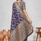 Rajwada Blue Woven Banarasi Silk Saree With Unstitched Blouse For Women