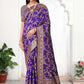 Rajwada Purple Woven Banarasi Silk Saree With Unstitched Blouse For Women