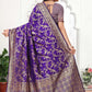 Rajwada Purple Woven Banarasi Silk Saree With Unstitched Blouse For Women