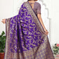 Rajwada Purple Woven Banarasi Silk Saree With Unstitched Blouse For Women