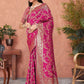 Rajwada Pink Woven Banarasi Silk Saree With Unstitched Blouse For Women